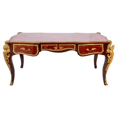Vintage Louis XV Style Kingwood and Marquetry Bureau Plat