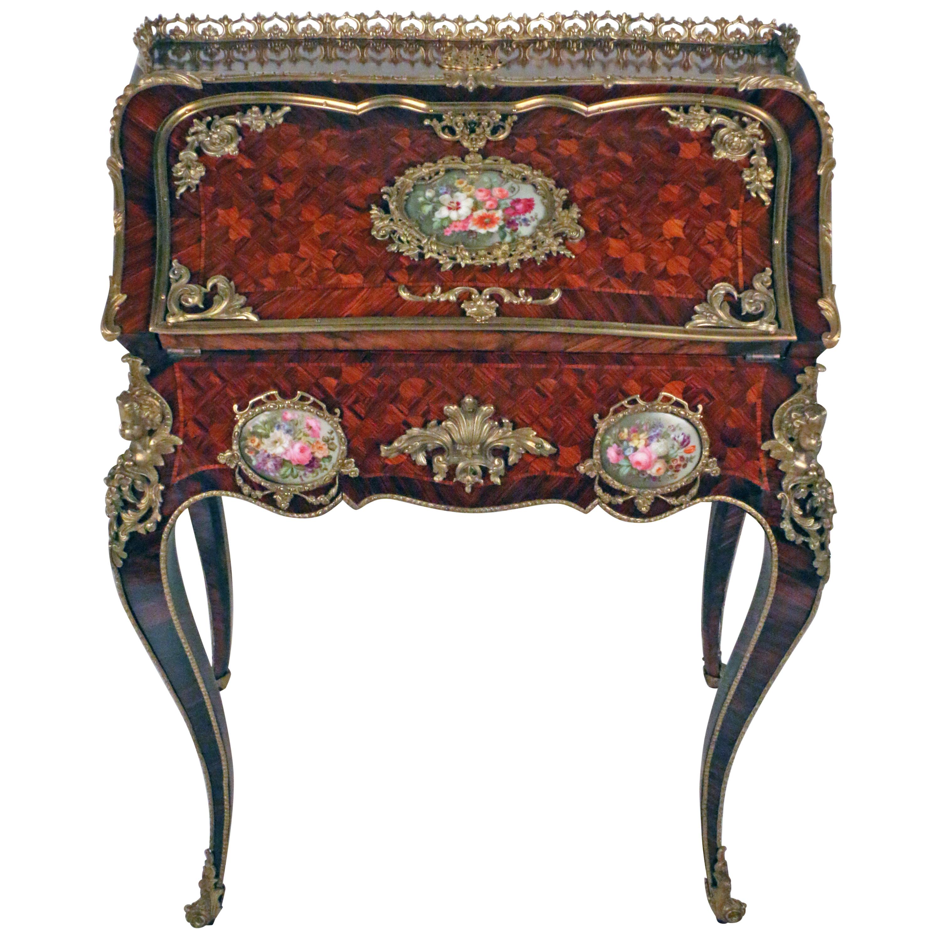 Bureau de Dame aus Veilchenholz im Louis XV.-Stil von Alphonse Giroux et Cie