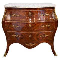 Louis XV Style Kingwood Marble Top Bombe Commode 2