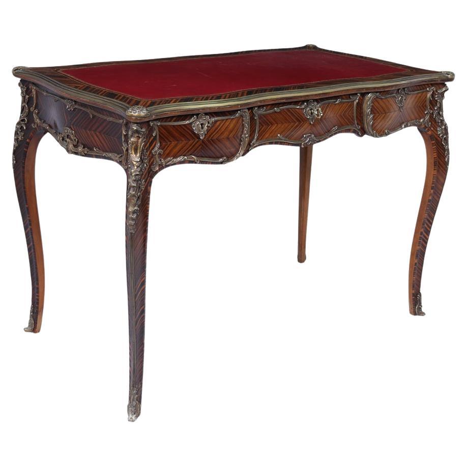 Louis XV Style Kingwood 
Ormolu Bureau Plat by Simon Loscertales For Sale