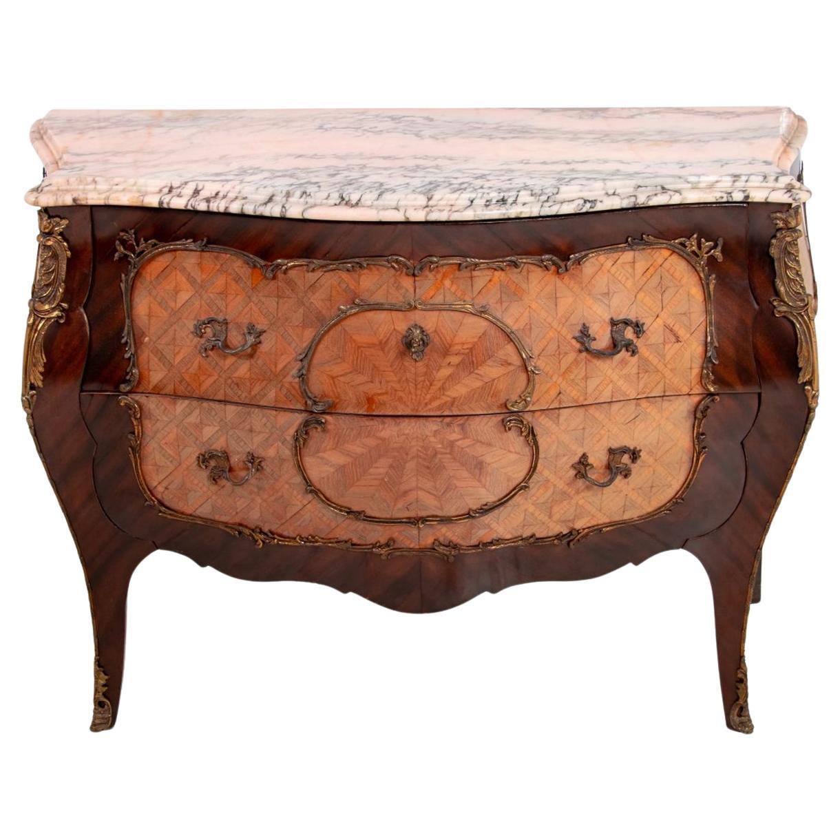 Louis XV Style Kingwood Parquetry Bombe Commode in vendita