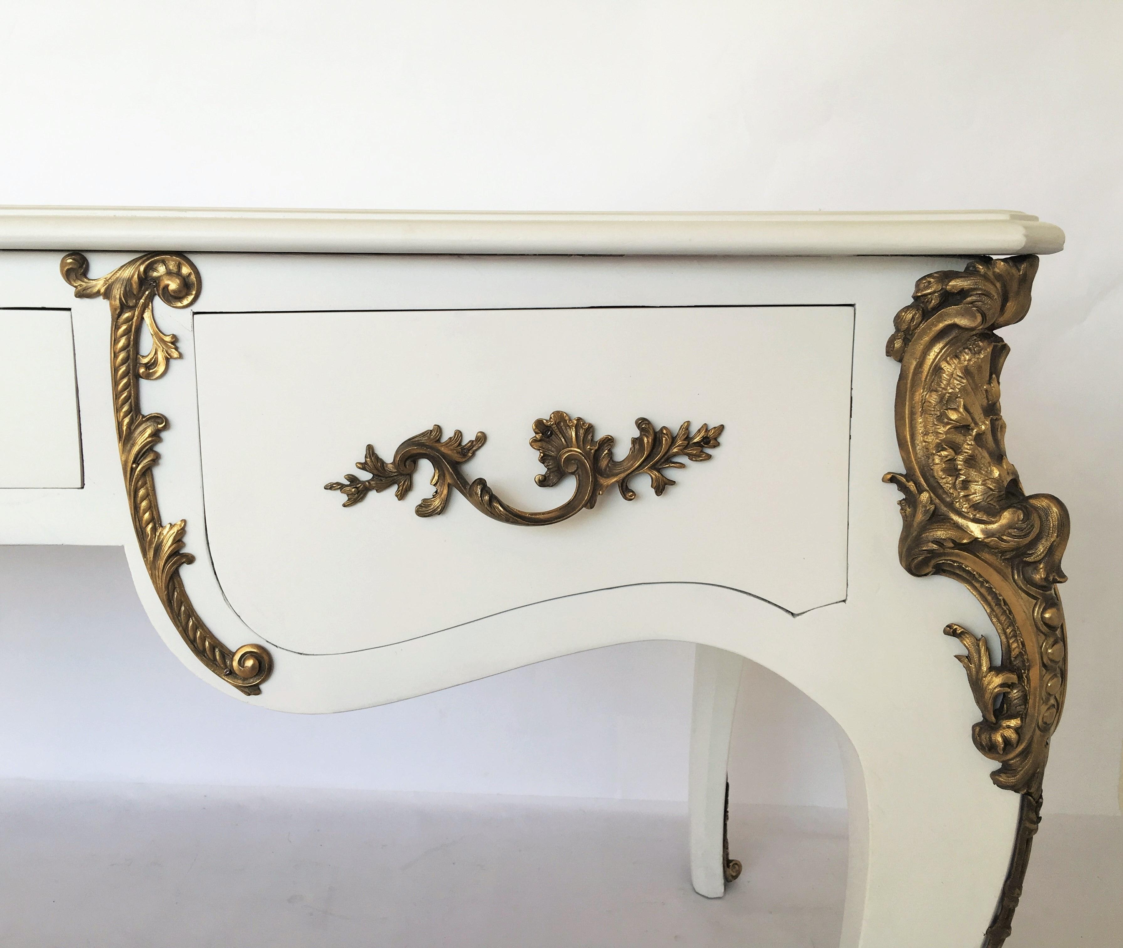 French Louis XV Style Lacquered and Gilt Bronze-Mounted Bureau Plat