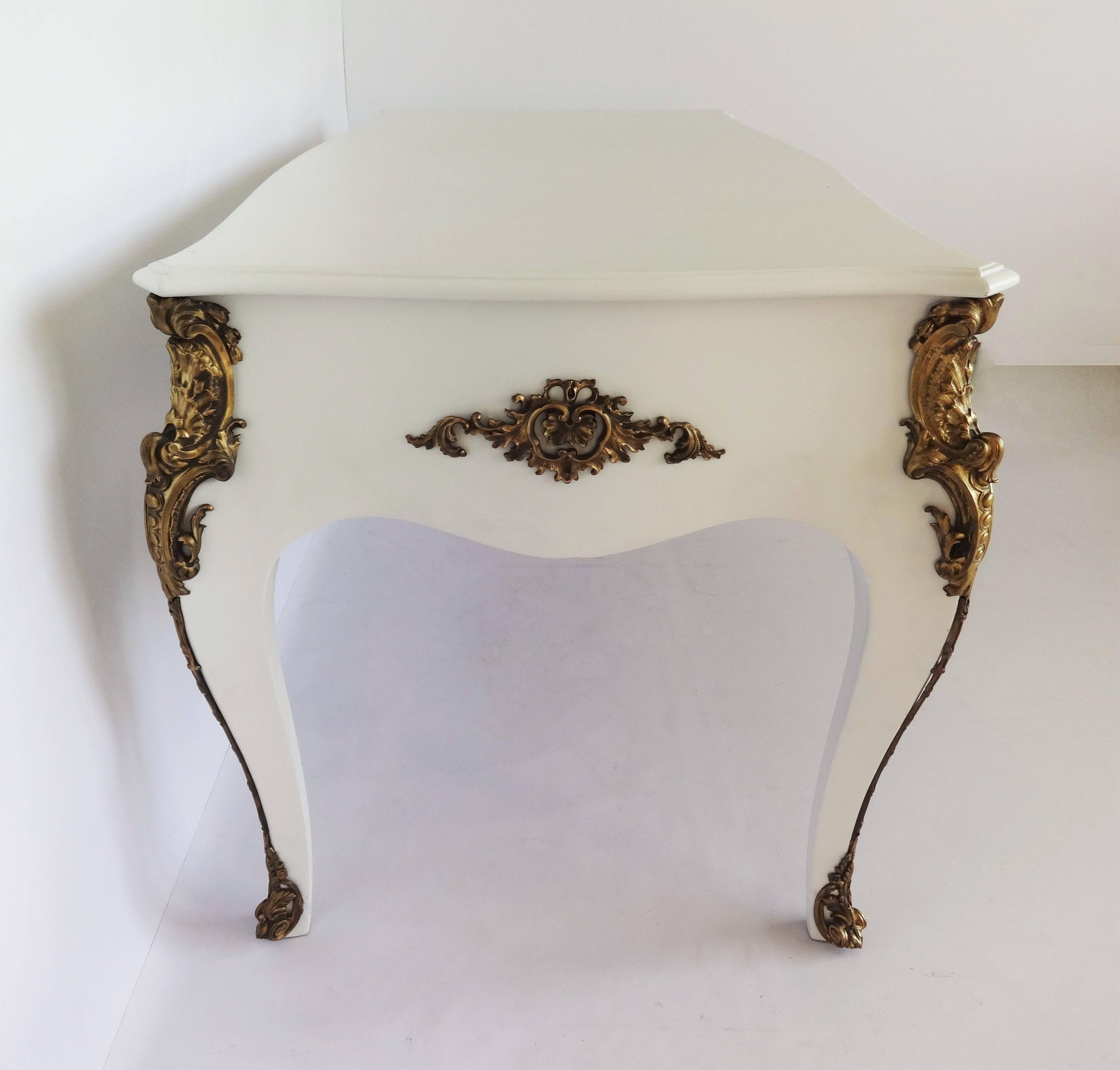Louis XV Style Lacquered and Gilt Bronze-Mounted Bureau Plat 4