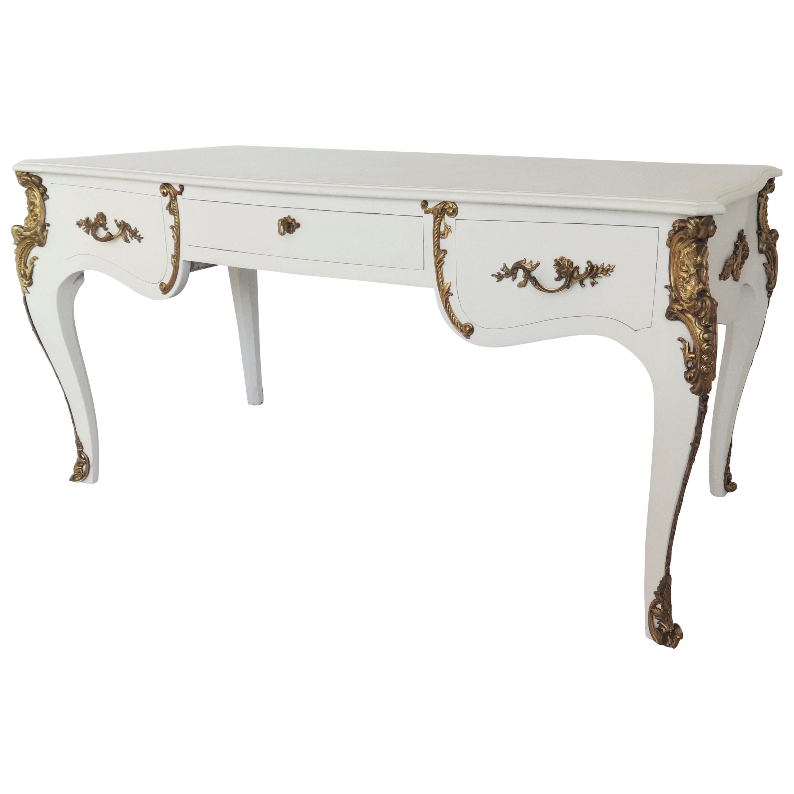 Louis XV Style Lacquered and Gilt Bronze-Mounted Bureau Plat
