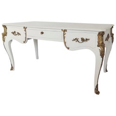 Louis XV Stil lackiert und vergoldet Bronze montiert Bureau Plat