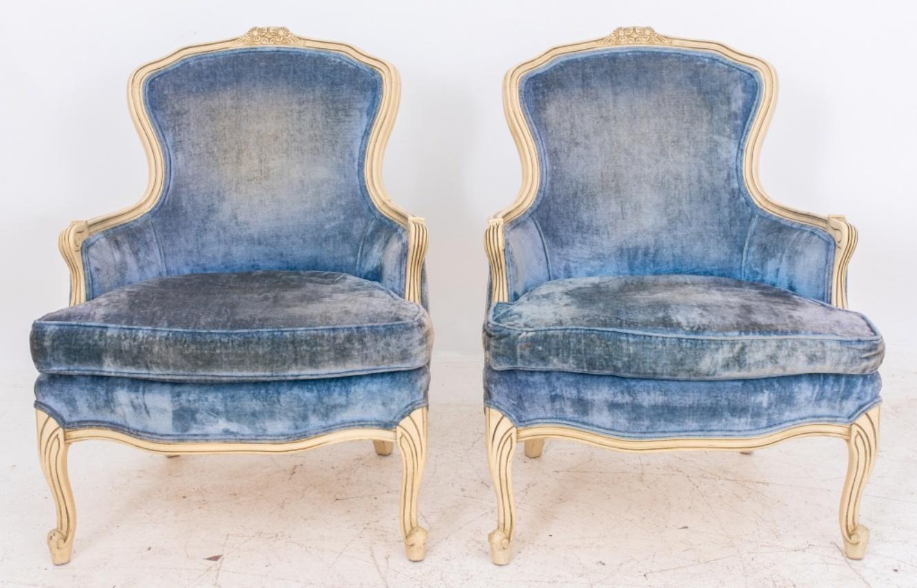 Louis XV Style Lacquered Arm Chairs, Pair In Good Condition In New York, NY