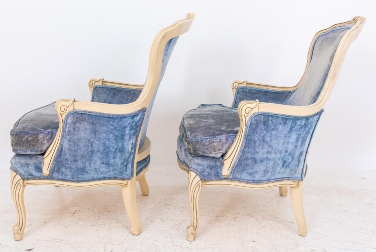 20th Century Louis XV Style Lacquered Arm Chairs, Pair