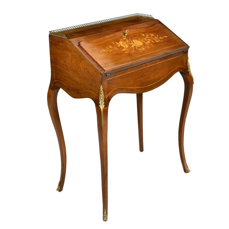 Louis Xv Style Ladies Writing Desk In Rosewood With Marquetry