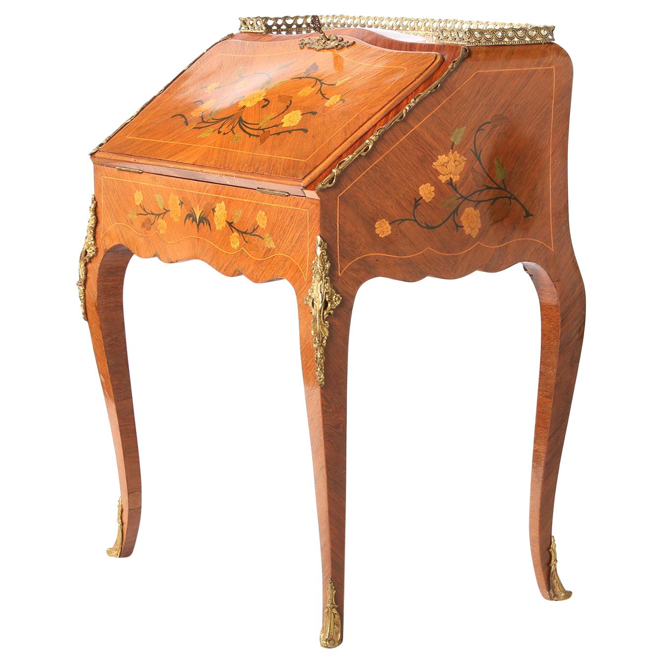 Louis XV Style Ladies Writing Desk / Marquetry Details