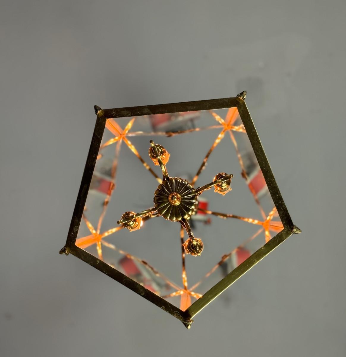Louis XV style lantern in gilded bronze, circa 1920 For Sale 5
