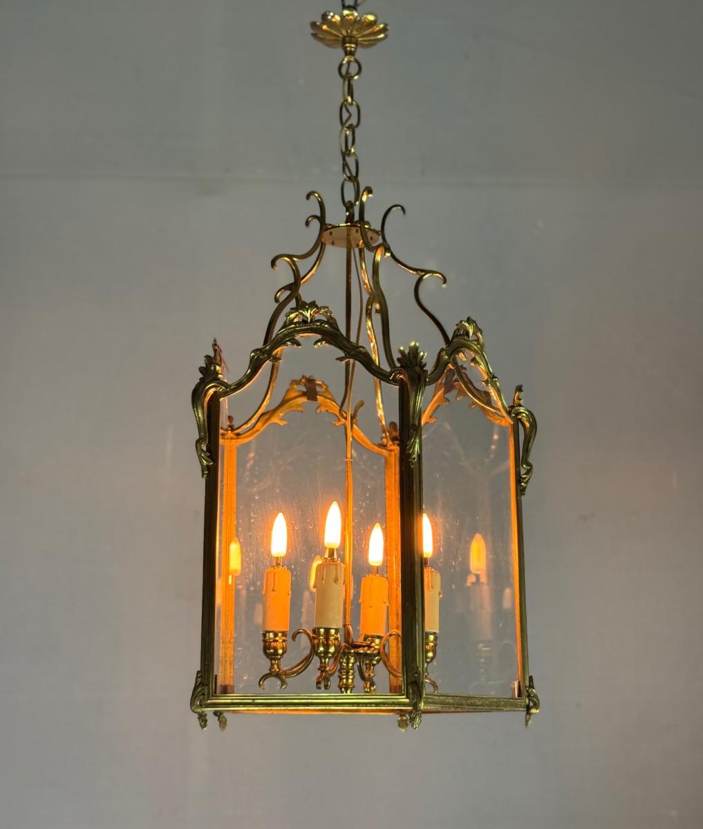 Louis XV style lantern in gilded bronze, circa 1920 For Sale 6
