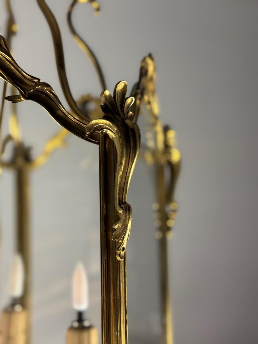 French Louis XV style lantern in gilded bronze, circa 1920 For Sale