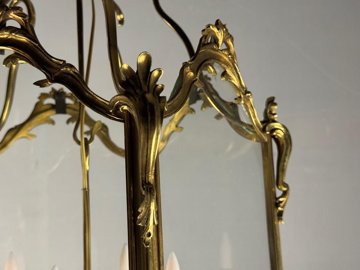Louis XV style lantern in gilded bronze, circa 1920 In Excellent Condition For Sale In Honnelles, WHT