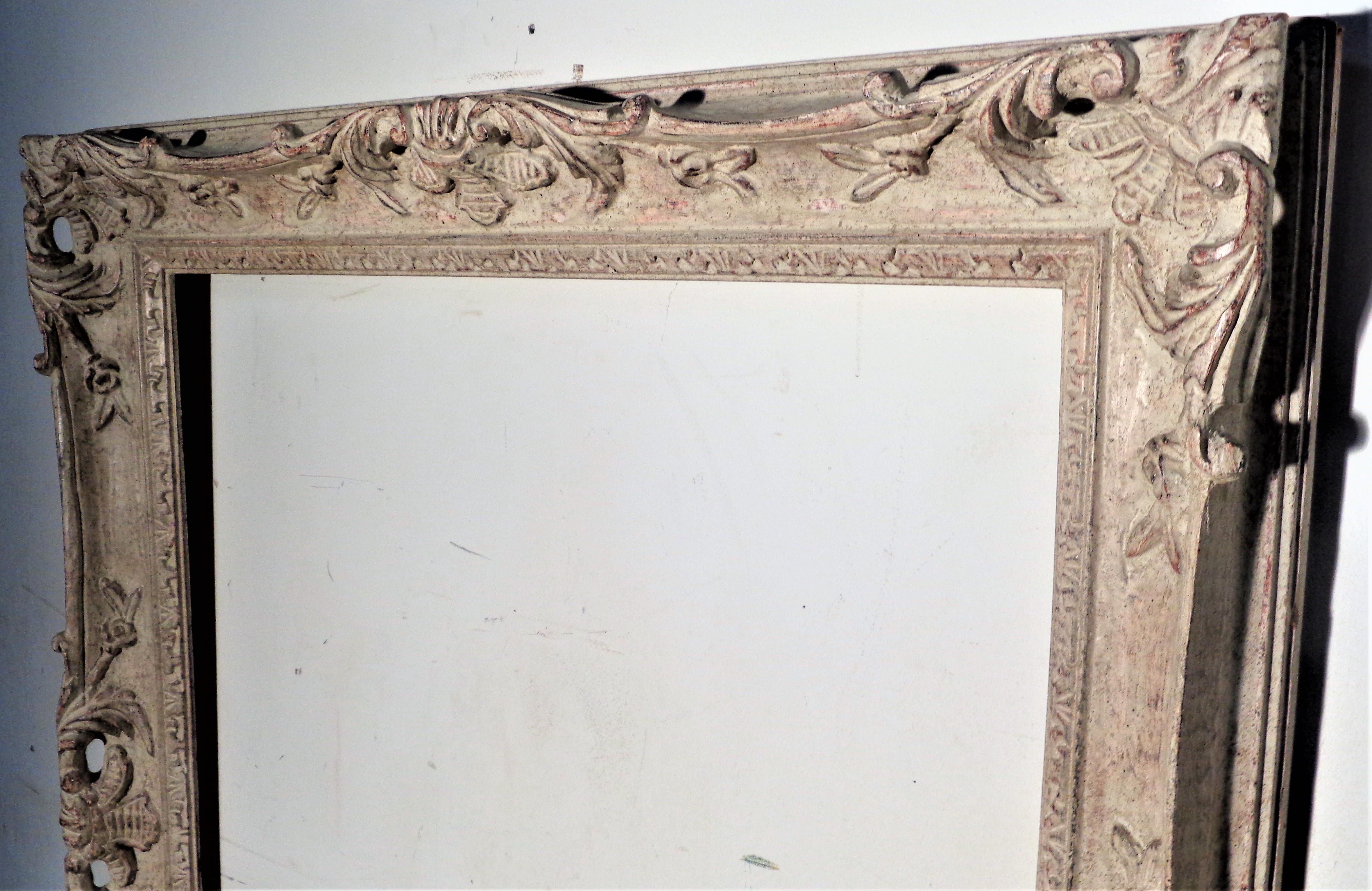 Louis XV Style Large Carved Whitewashed Wood Frame 3