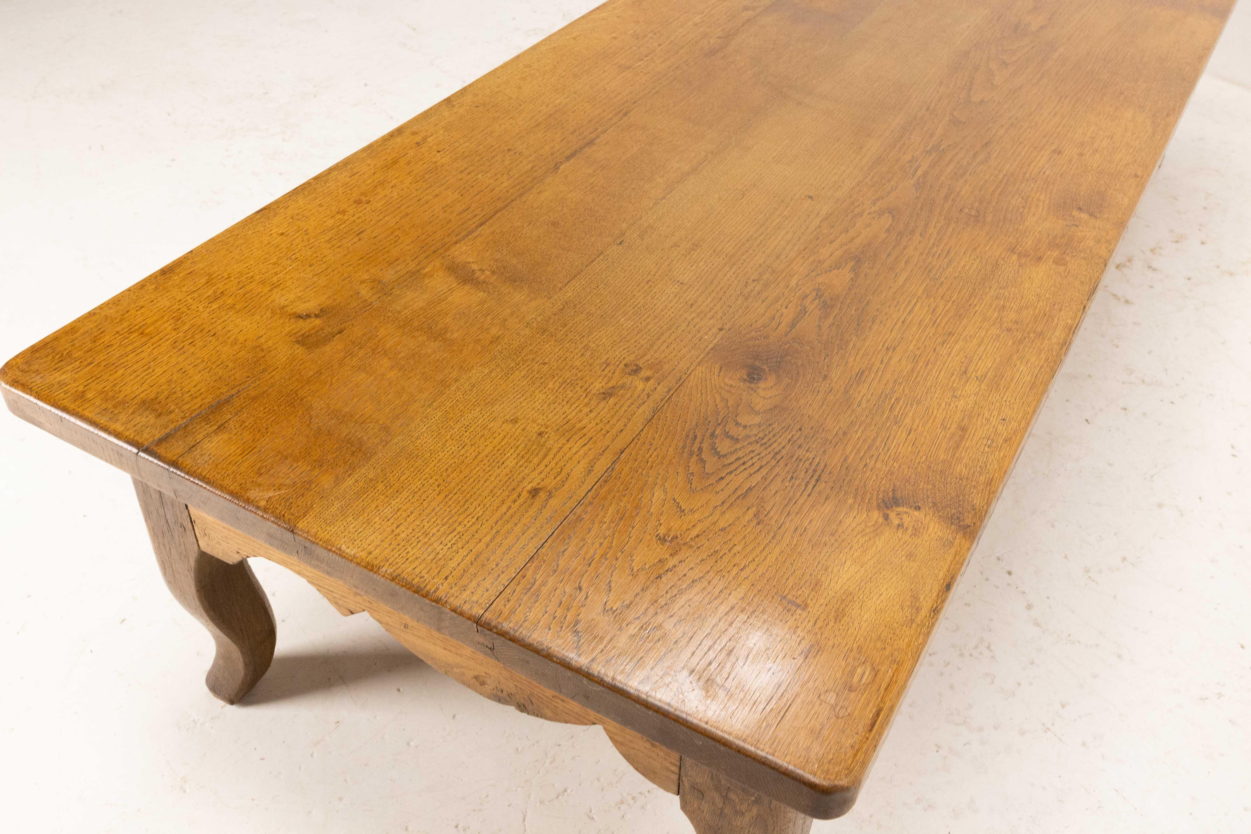 Oak Louis XV Style Large Coffee Table, massive oak, circa 1970 For Sale