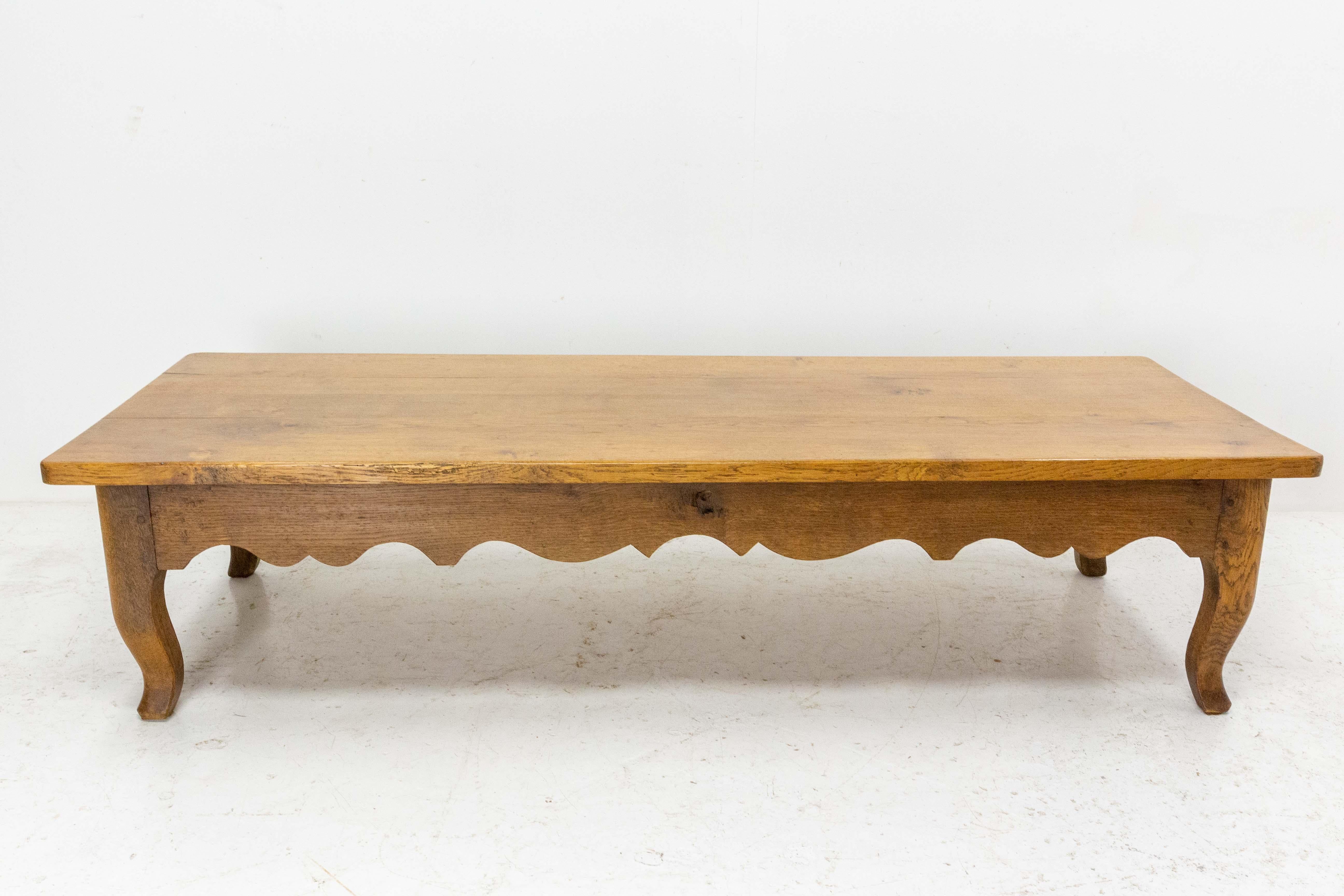Oak Louis XV Style Large Coffee Table, massive oak, circa 1970 For Sale