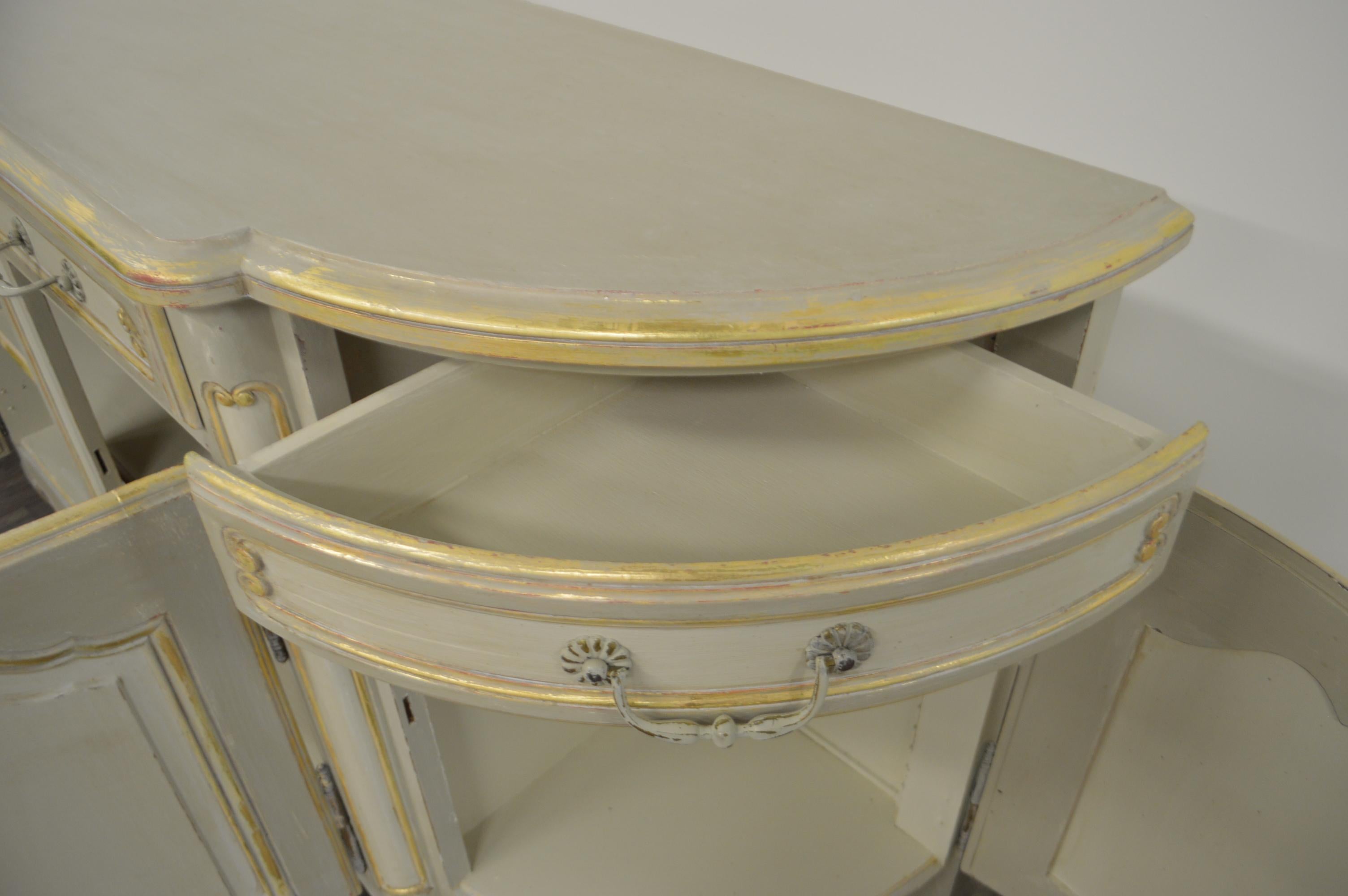 Louis XV Style Large Painted Buffet, Four Drawers and Storage Compartments For Sale 3