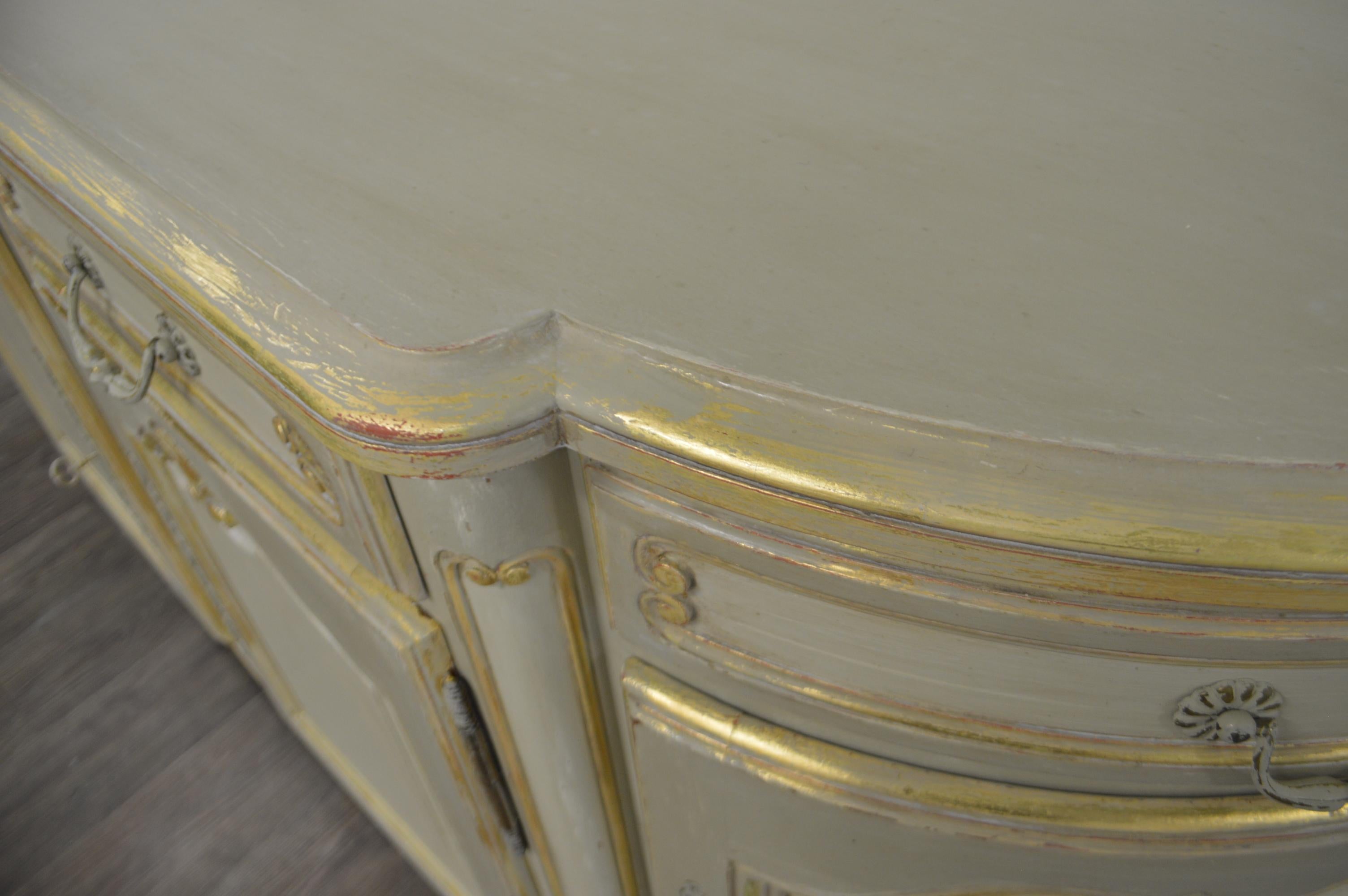 20th Century Louis XV Style Large Painted Buffet, Four Drawers and Storage Compartments For Sale