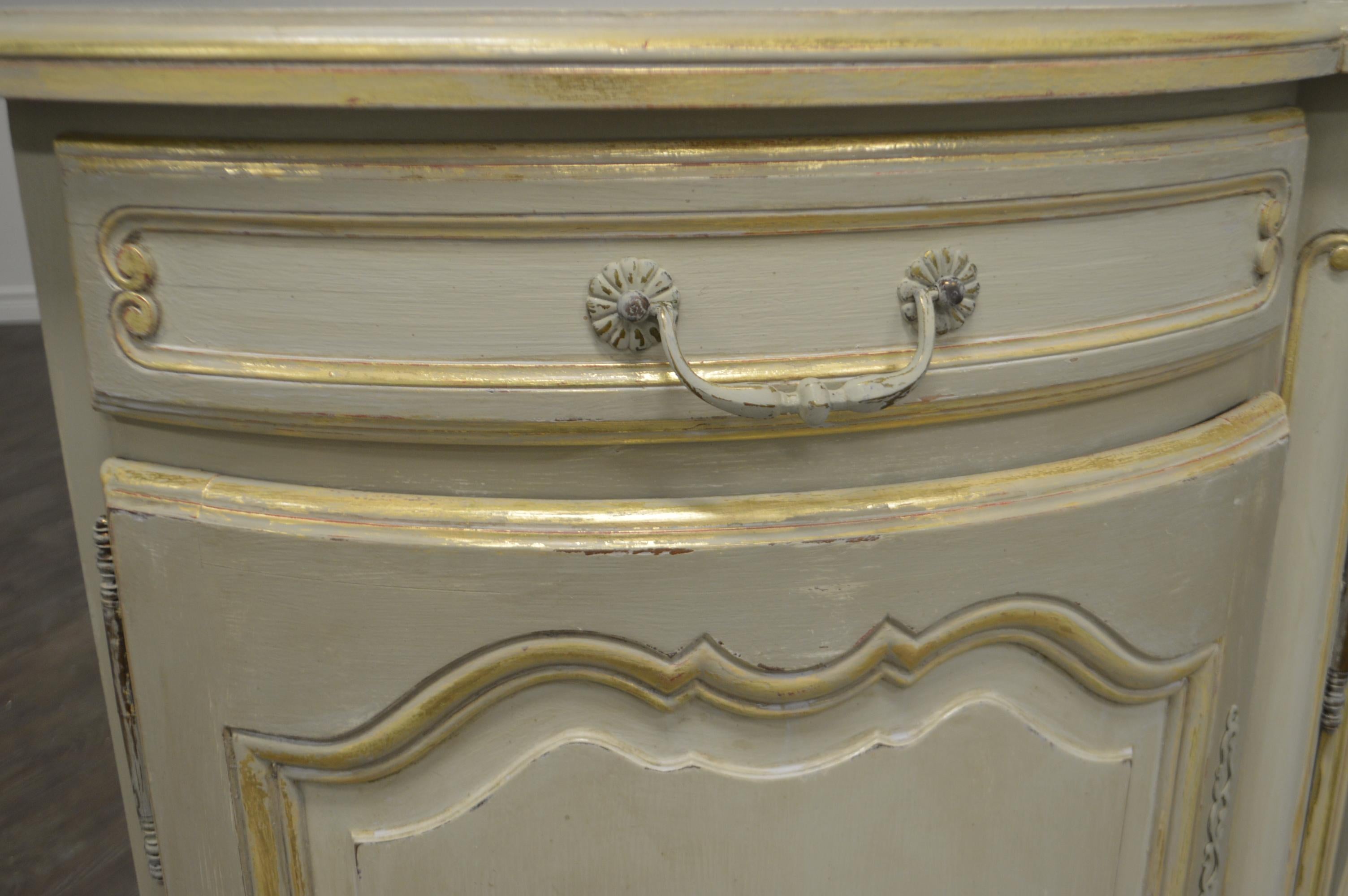 Cherry Louis XV Style Large Painted Buffet, Four Drawers and Storage Compartments For Sale