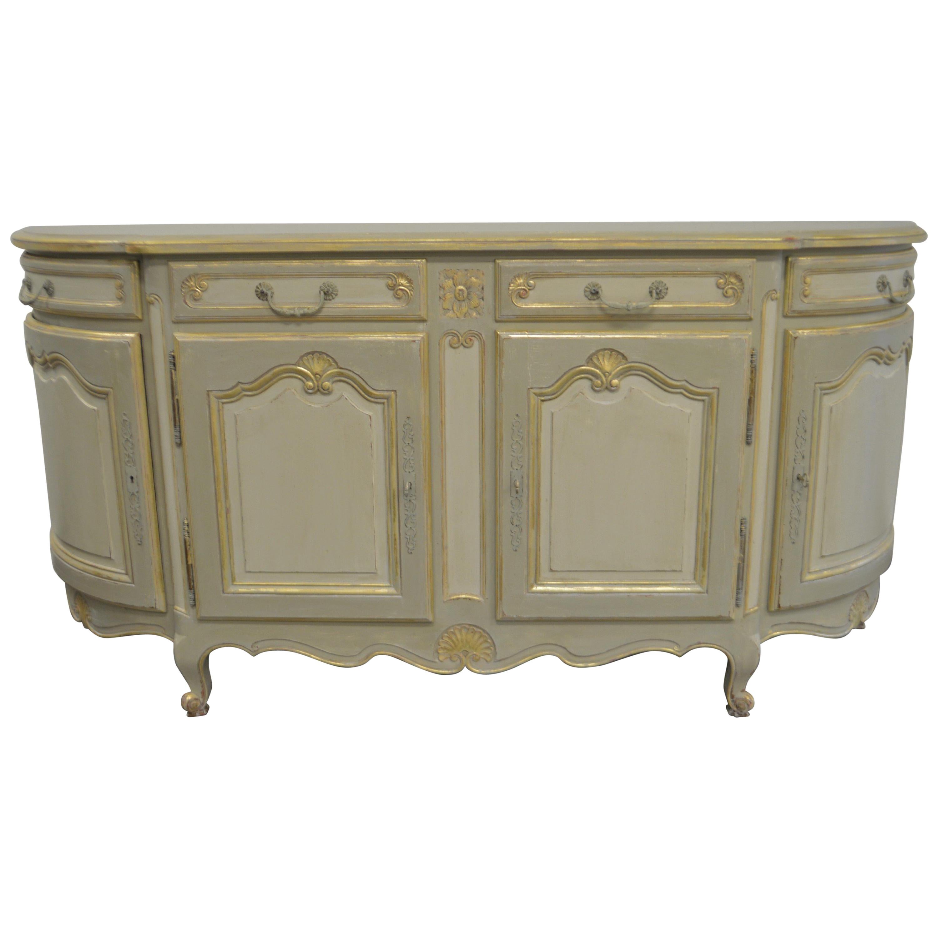 Louis XV Style Large Painted Buffet, Four Drawers and Storage Compartments For Sale
