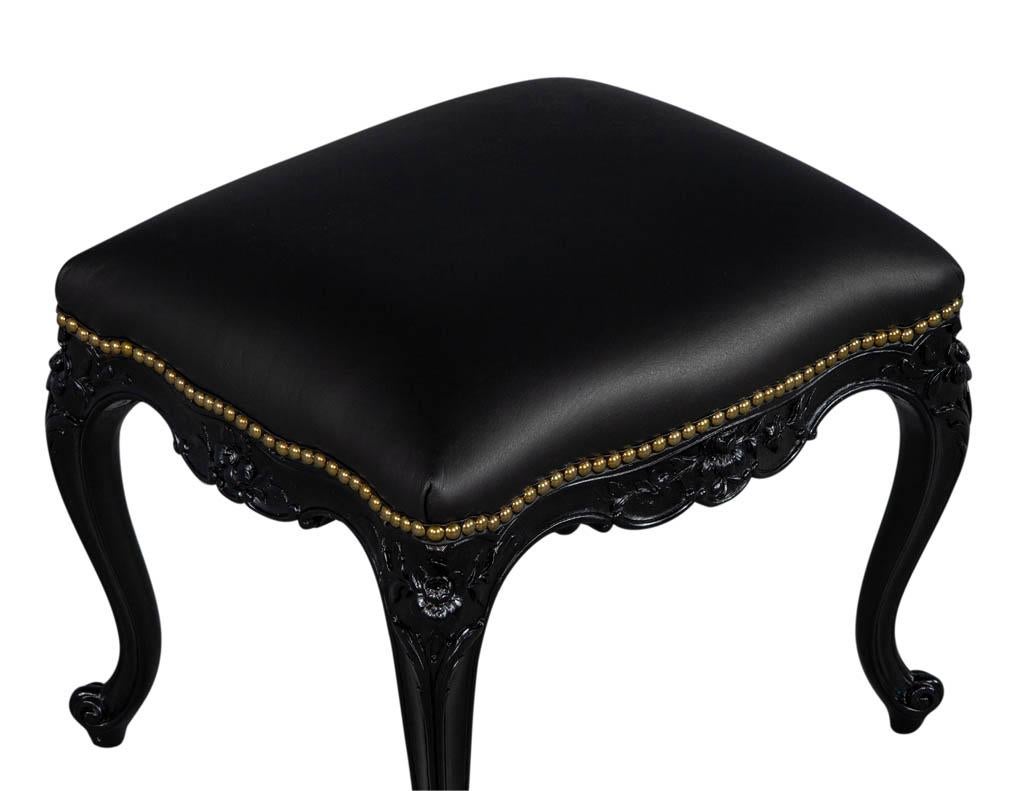 Italian Louis XV Style Leather Nail Studded Stool Bench