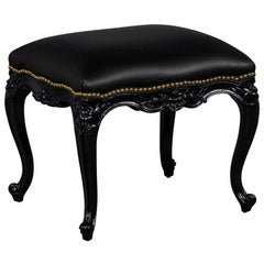 Louis XV Style Leather Nail Studded Stool Bench