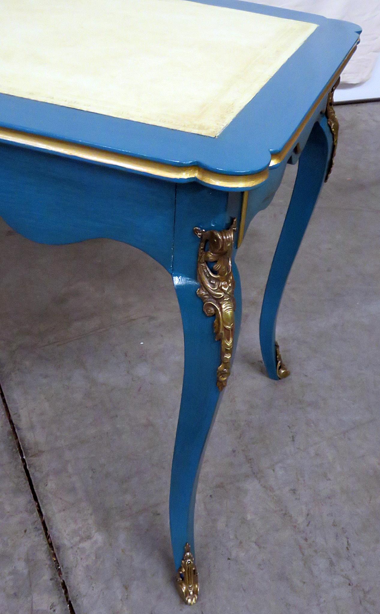 20th Century Maison Jansen Attr. Louis XV Leather Top Cartonnier Ladies Writing Table Desk