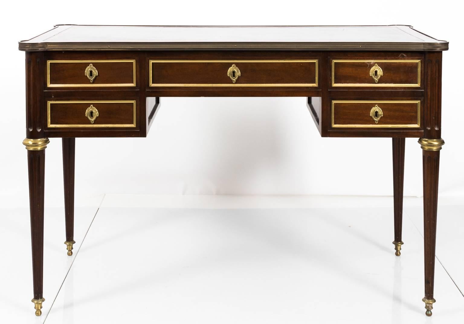 Louis XV Style Leather Top Partner's Desk 4