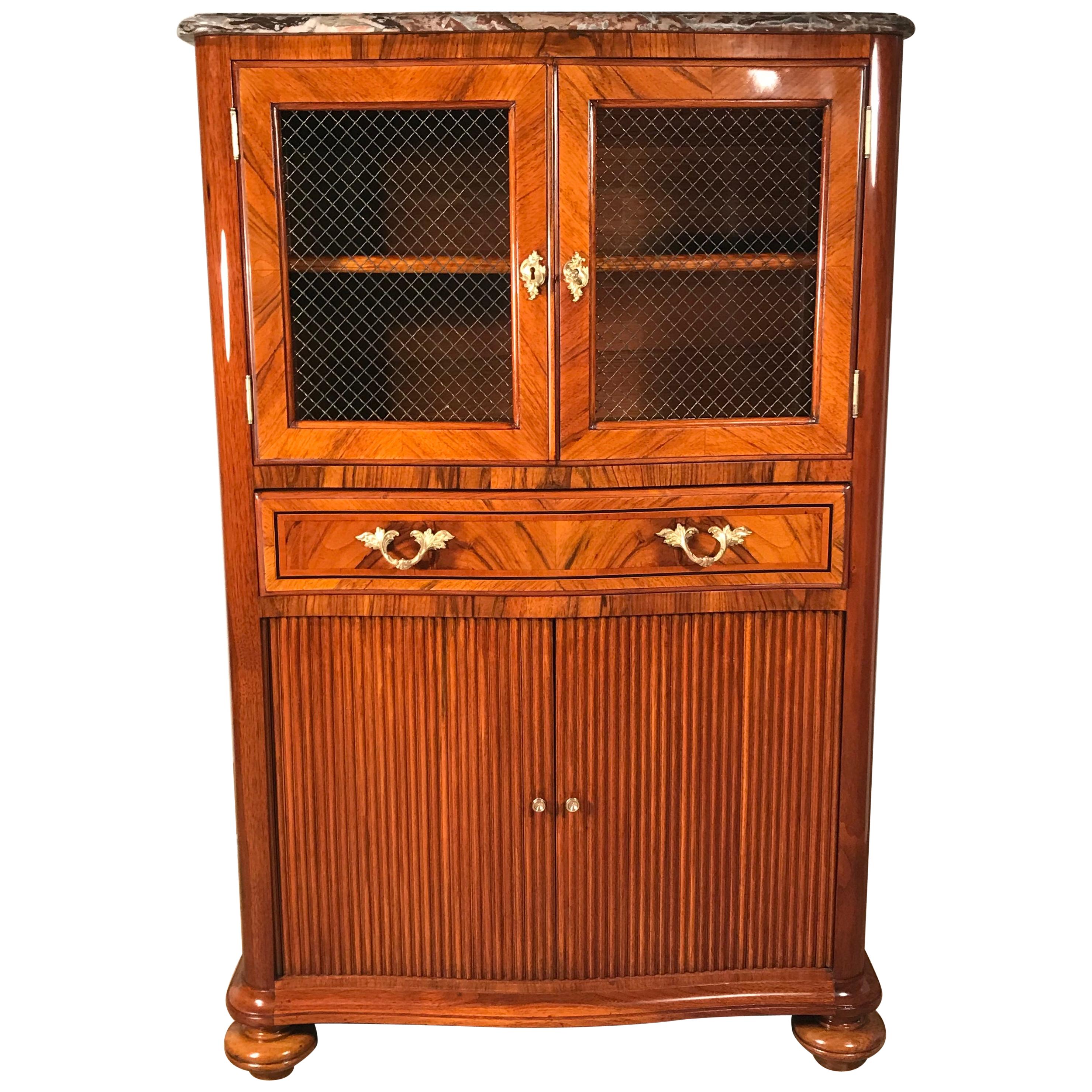 Louis XV Style Library Cabinet, France 19th Century, Walnut