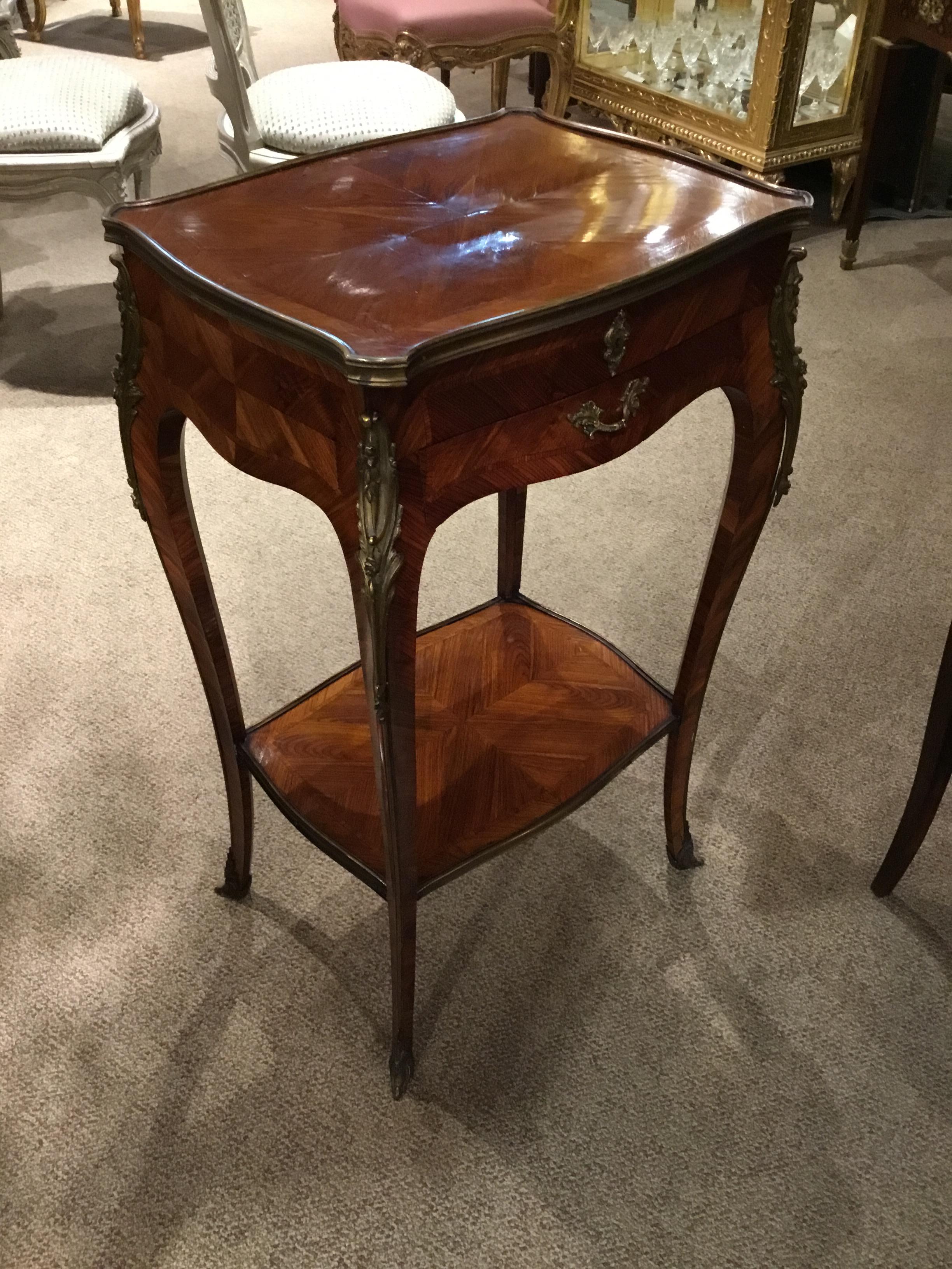 French Louis XV Style Lift Top Vanity Table in Mahogany with Bronze Mounts
