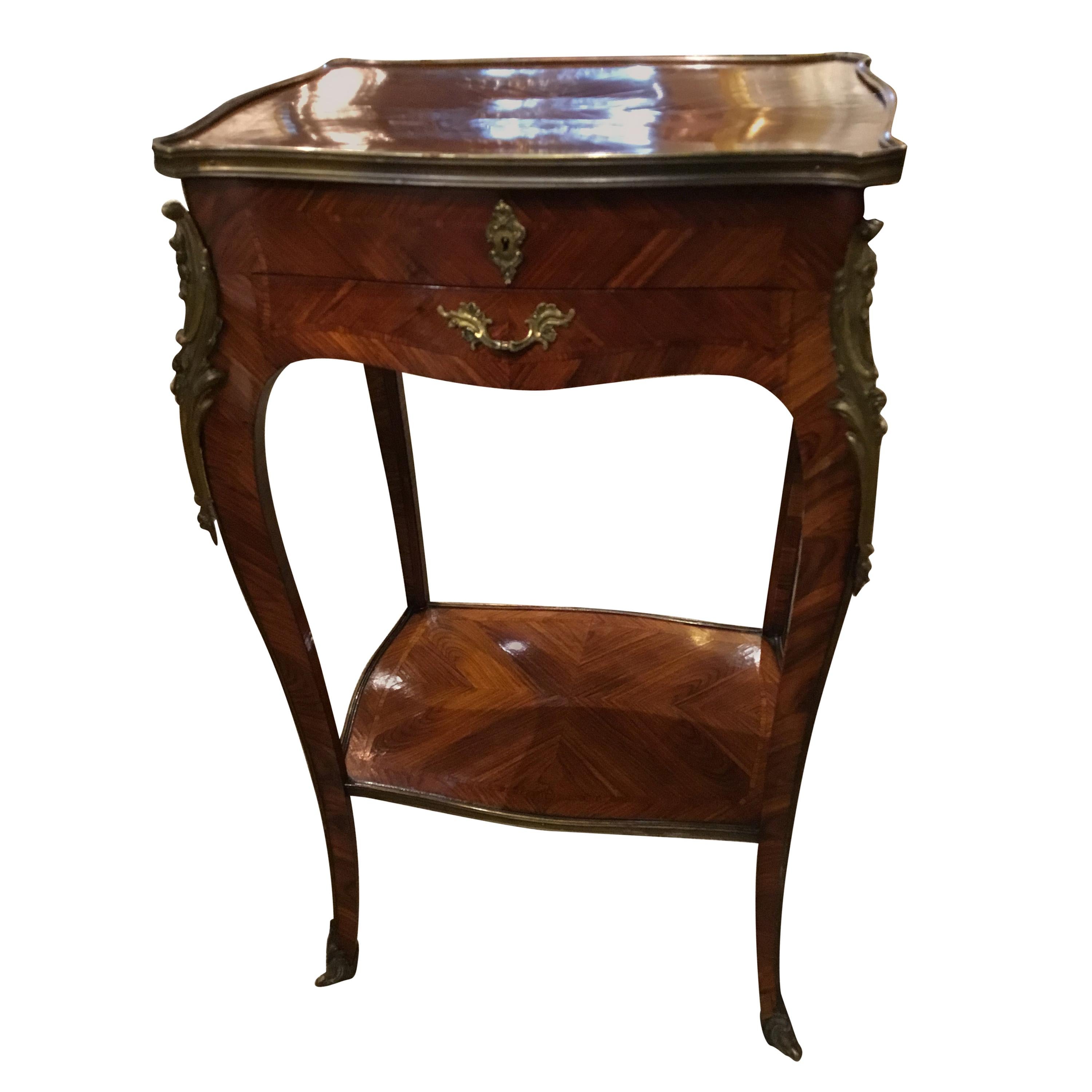 Louis XV Style Lift Top Vanity Table in Mahogany with Bronze Mounts