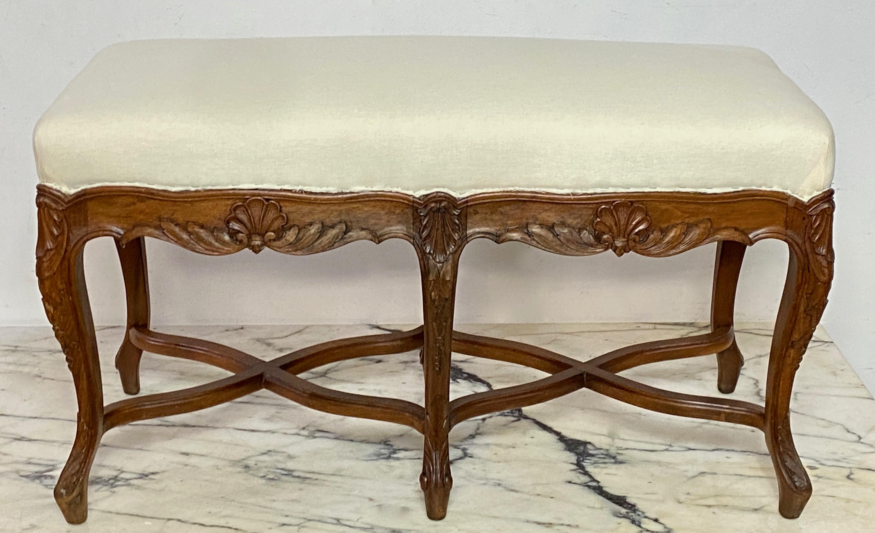 Hand-Carved Louis XV Style Long/Foyer Bench