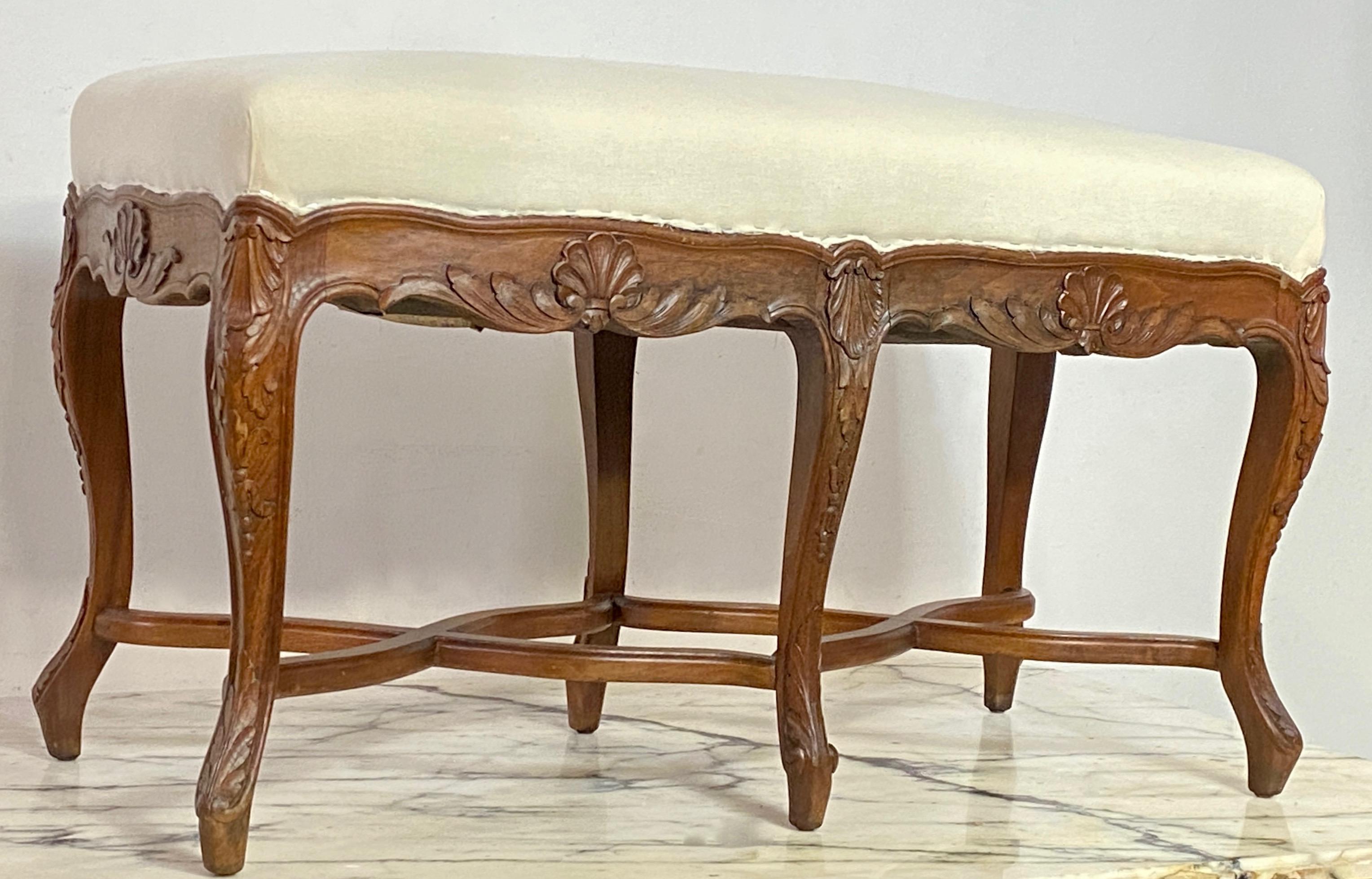 Fabric Louis XV Style Long/Foyer Bench
