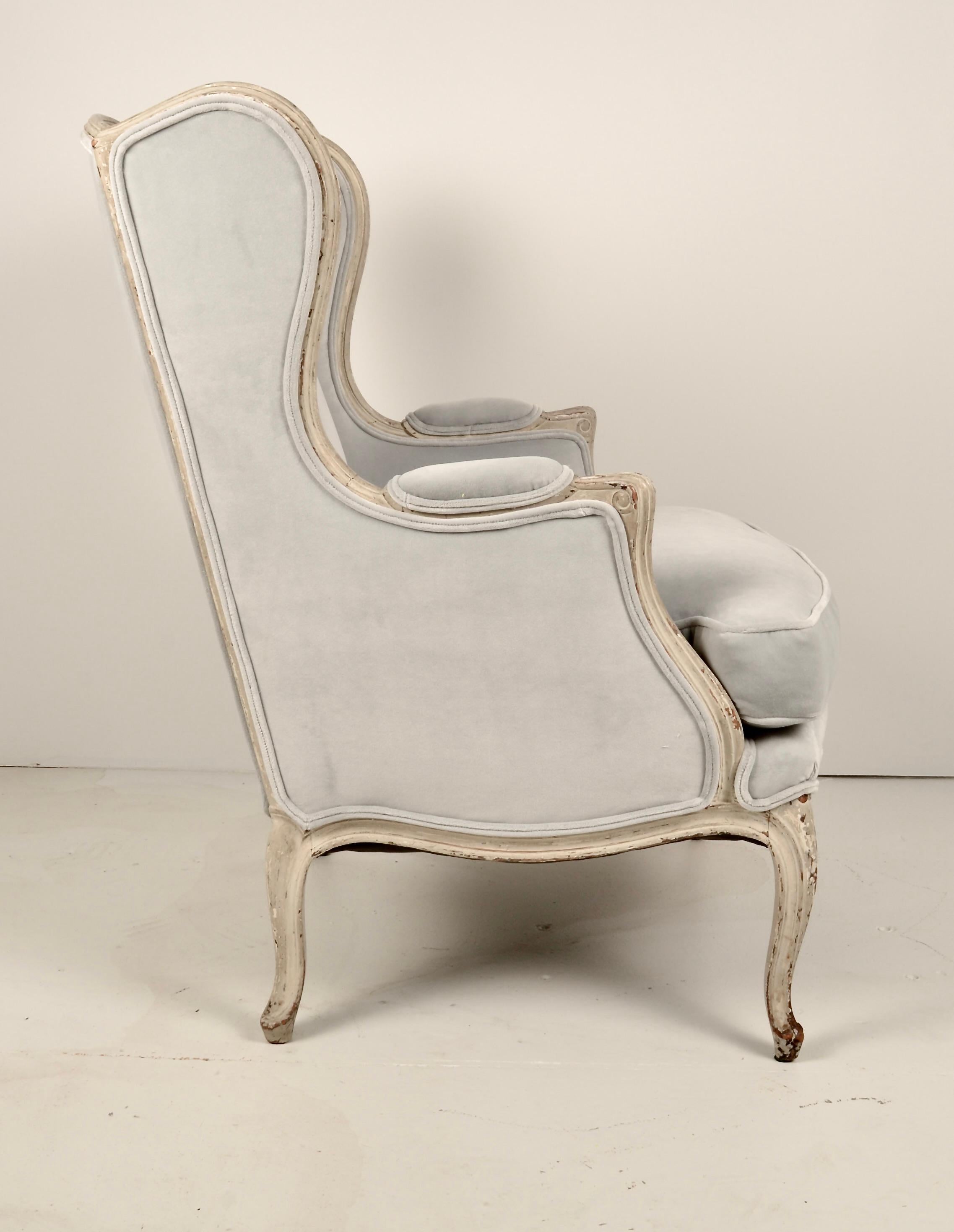 Early 20th Century Louis XV Style Lounge Chair, New Upholstery, France, c 1920s  For Sale