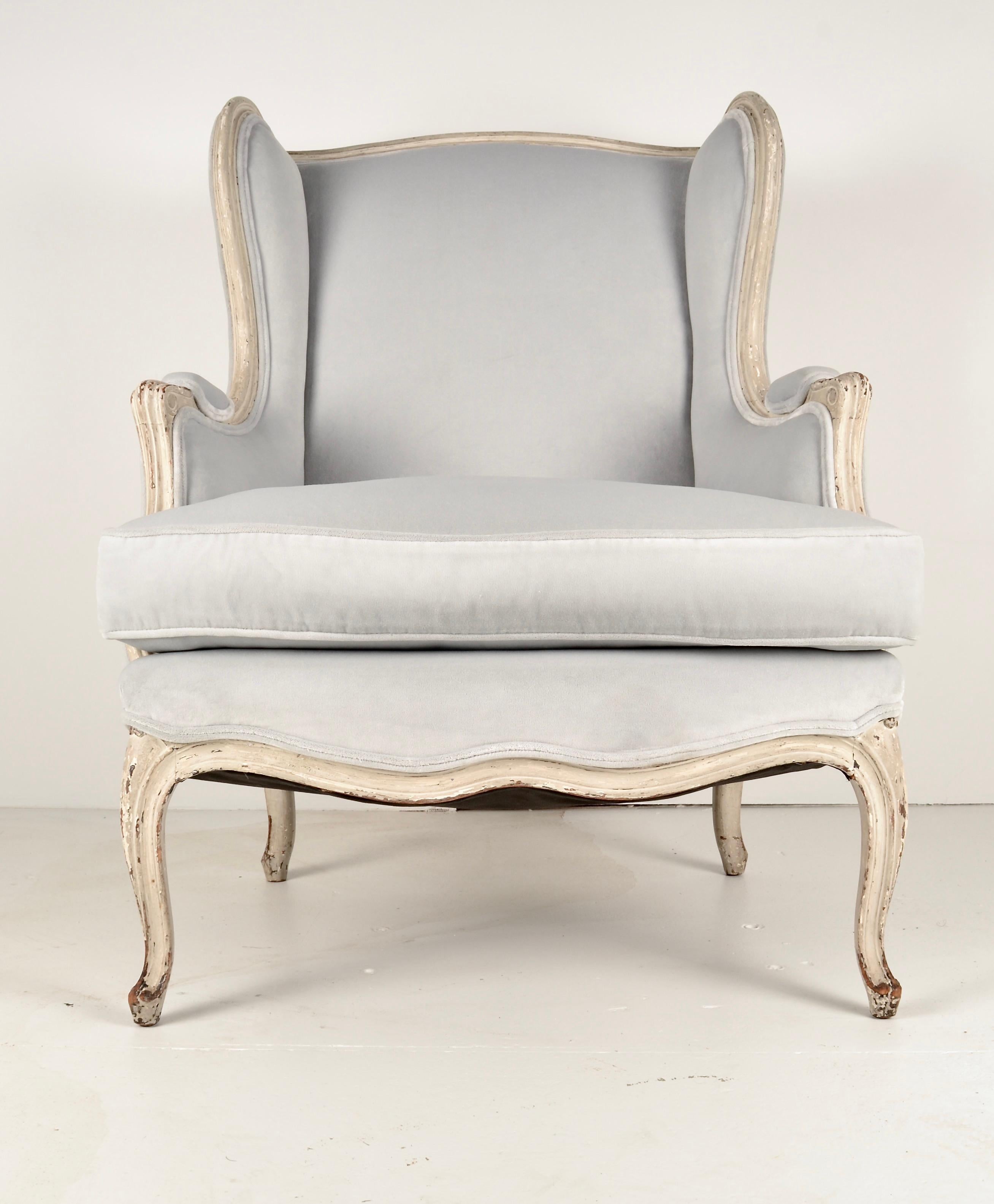 Louis XV Style Lounge Chair, New Upholstery, France, c 1920s  For Sale 2
