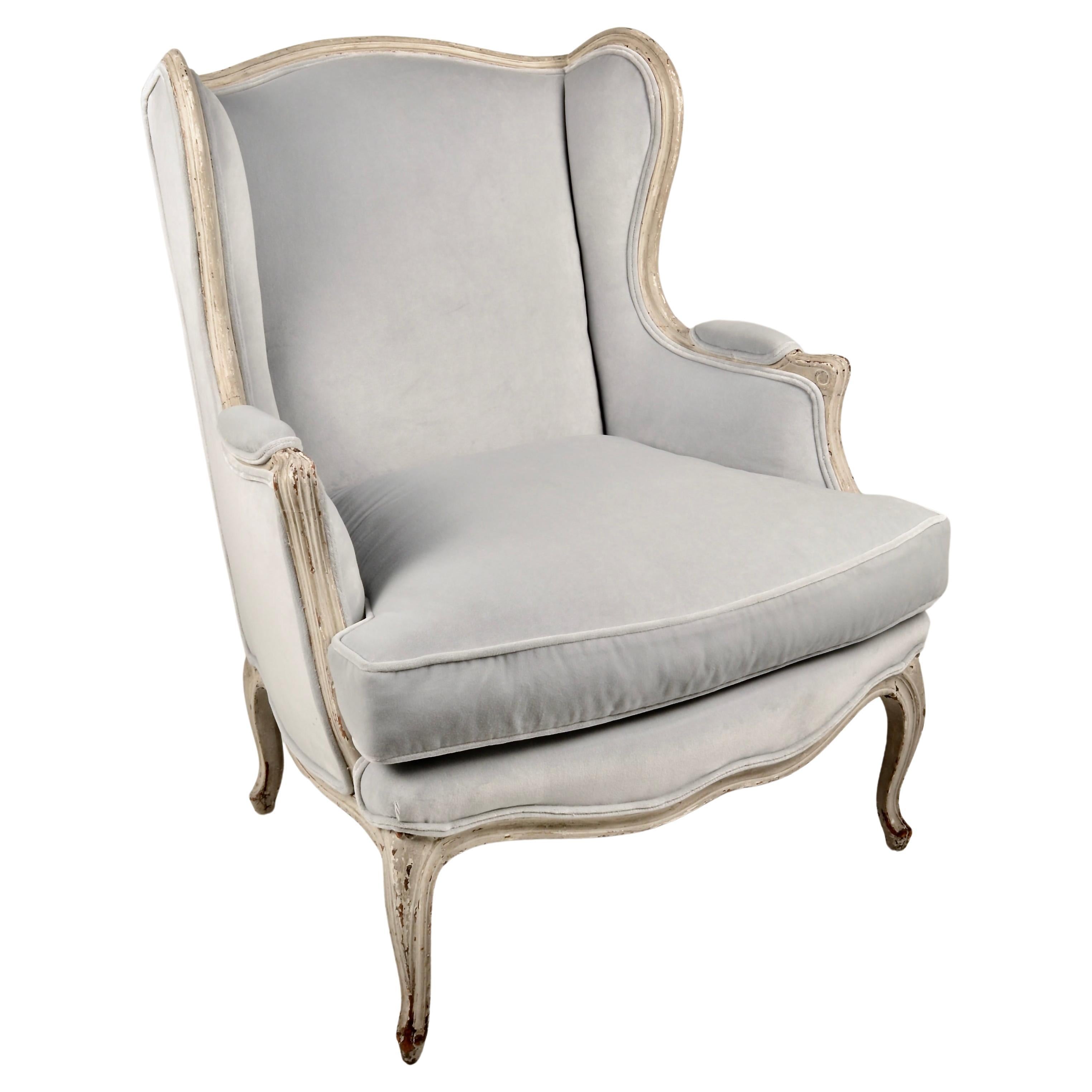Louis XV Style Lounge Chair, New Upholstery, France, c 1920s  For Sale