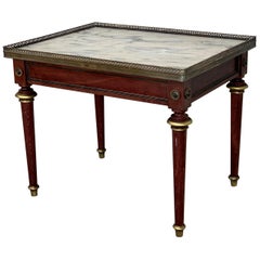 Louis XV Style Mahogany and Marble-Top Coffee Table with Bronze Mounts