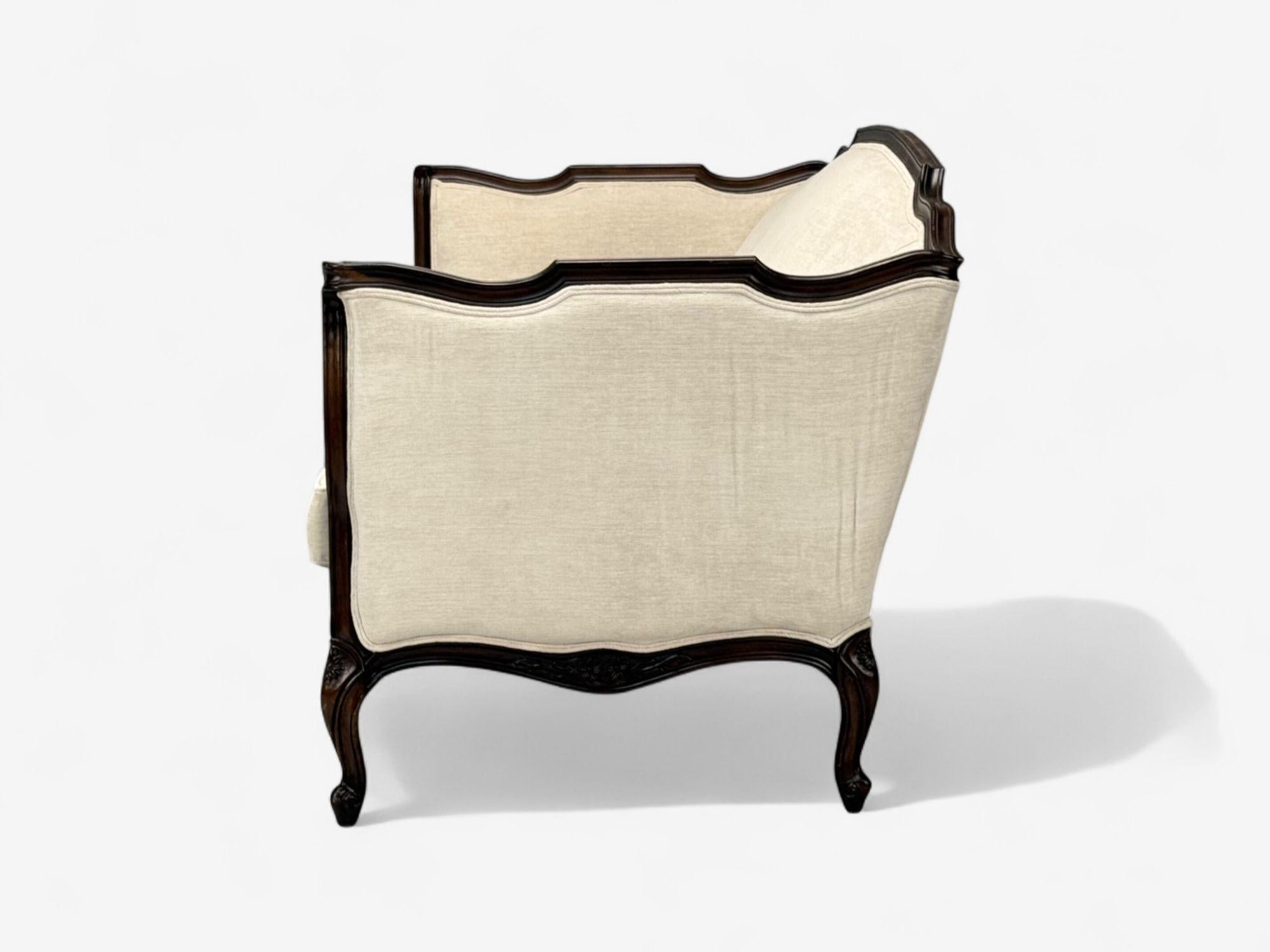 Canapé de style Louis XV, acajou, tissu beige, France, C.I.C. en vente 3