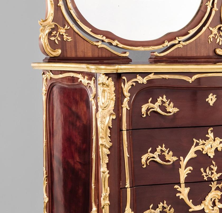 Gilt Louis XV Style Mahogany Coiffeuse Attributed to François Linke, French For Sale