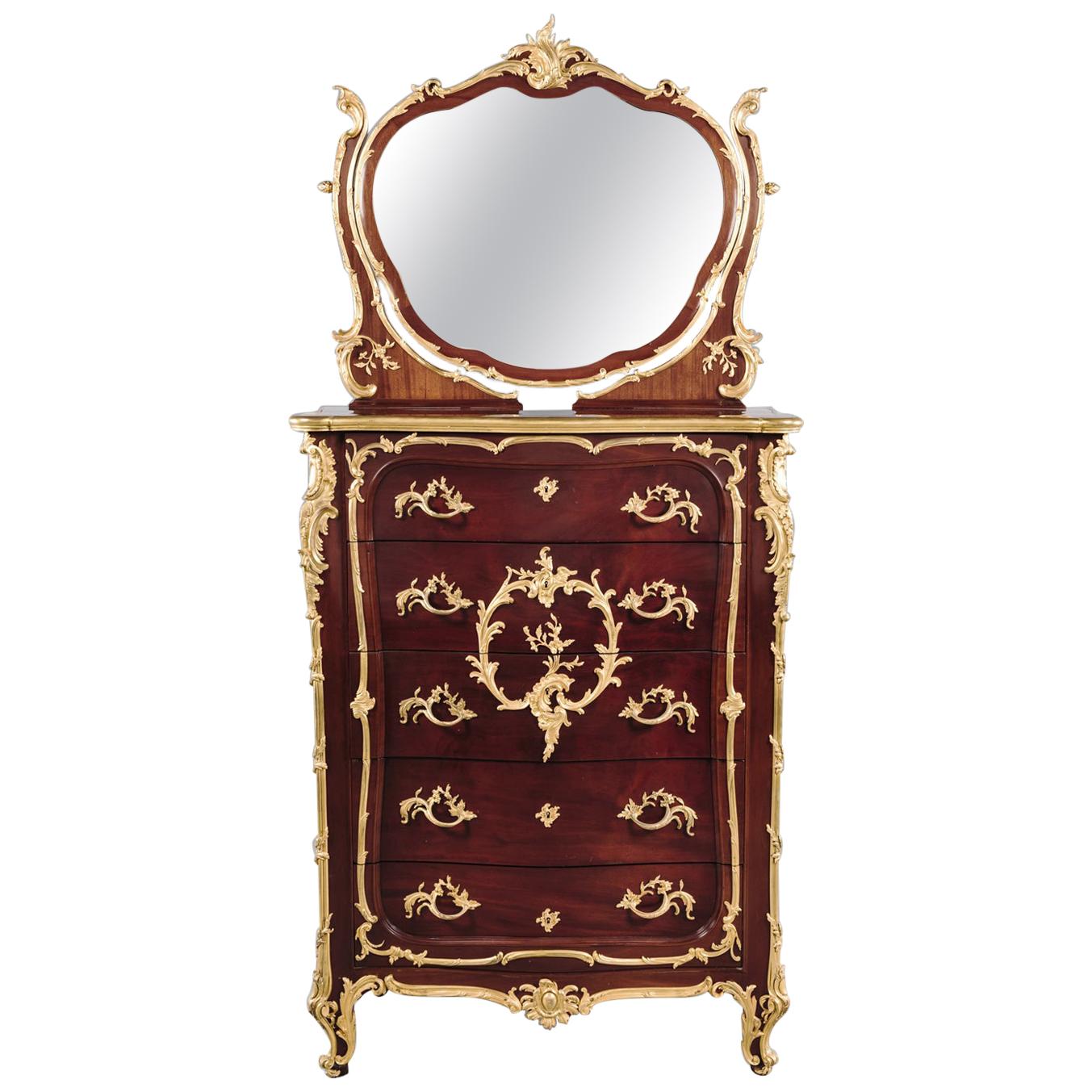 Louis XV Style Mahogany Coiffeuse Attributed to François Linke, French For Sale