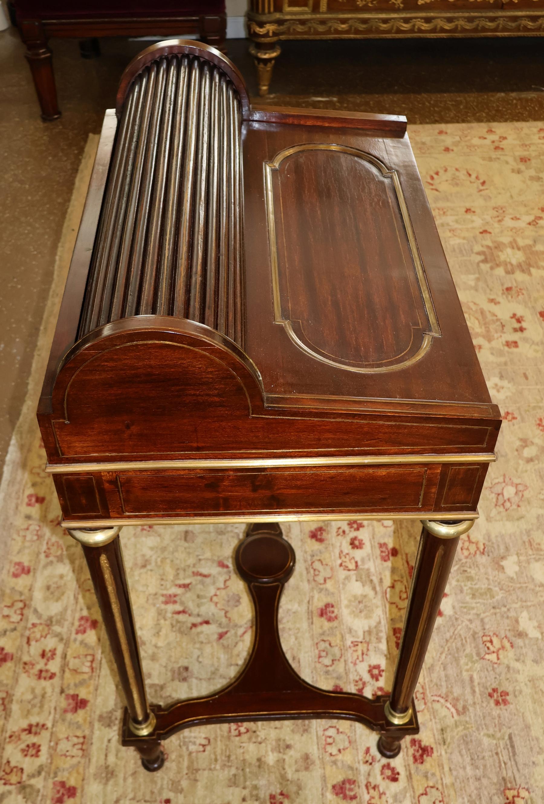 20th Century Louis XV Style Mahogany Cylinder Desk Ladies Desk Manner of Sormani / Kreiger For Sale
