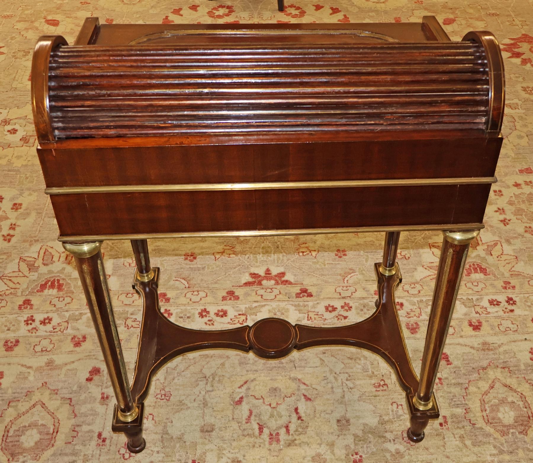 Louis XV Style Mahogany Cylinder Desk Ladies Desk Manner of Sormani / Kreiger For Sale 1