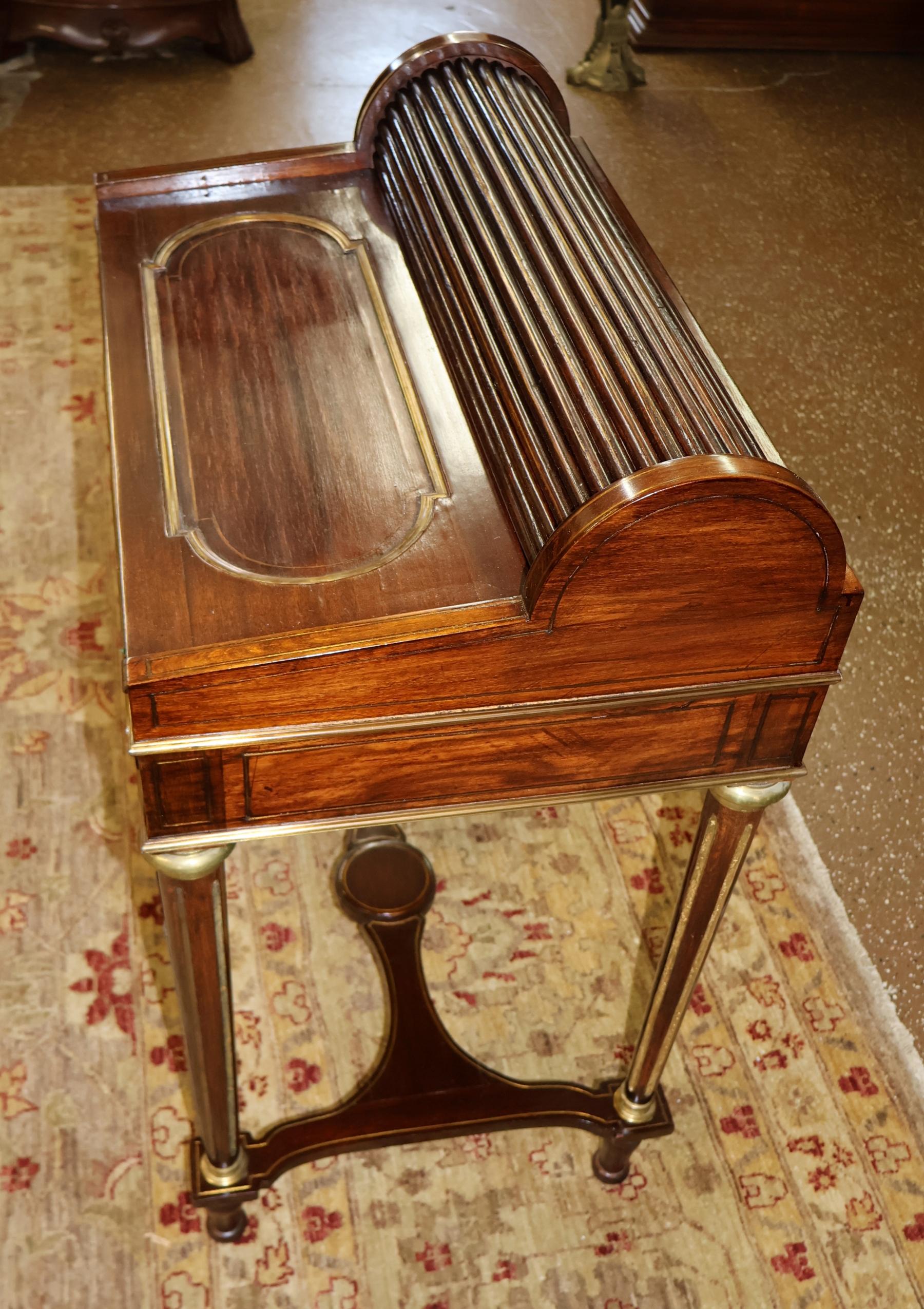 Louis XV Style Mahogany Cylinder Desk Ladies Desk Manner of Sormani / Kreiger For Sale 2