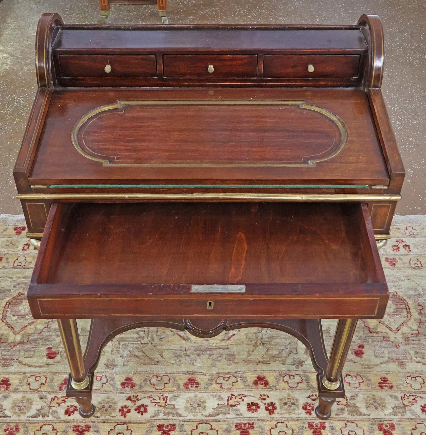 Louis XV Style Mahogany Cylinder Desk Ladies Desk Manner of Sormani / Kreiger For Sale 3