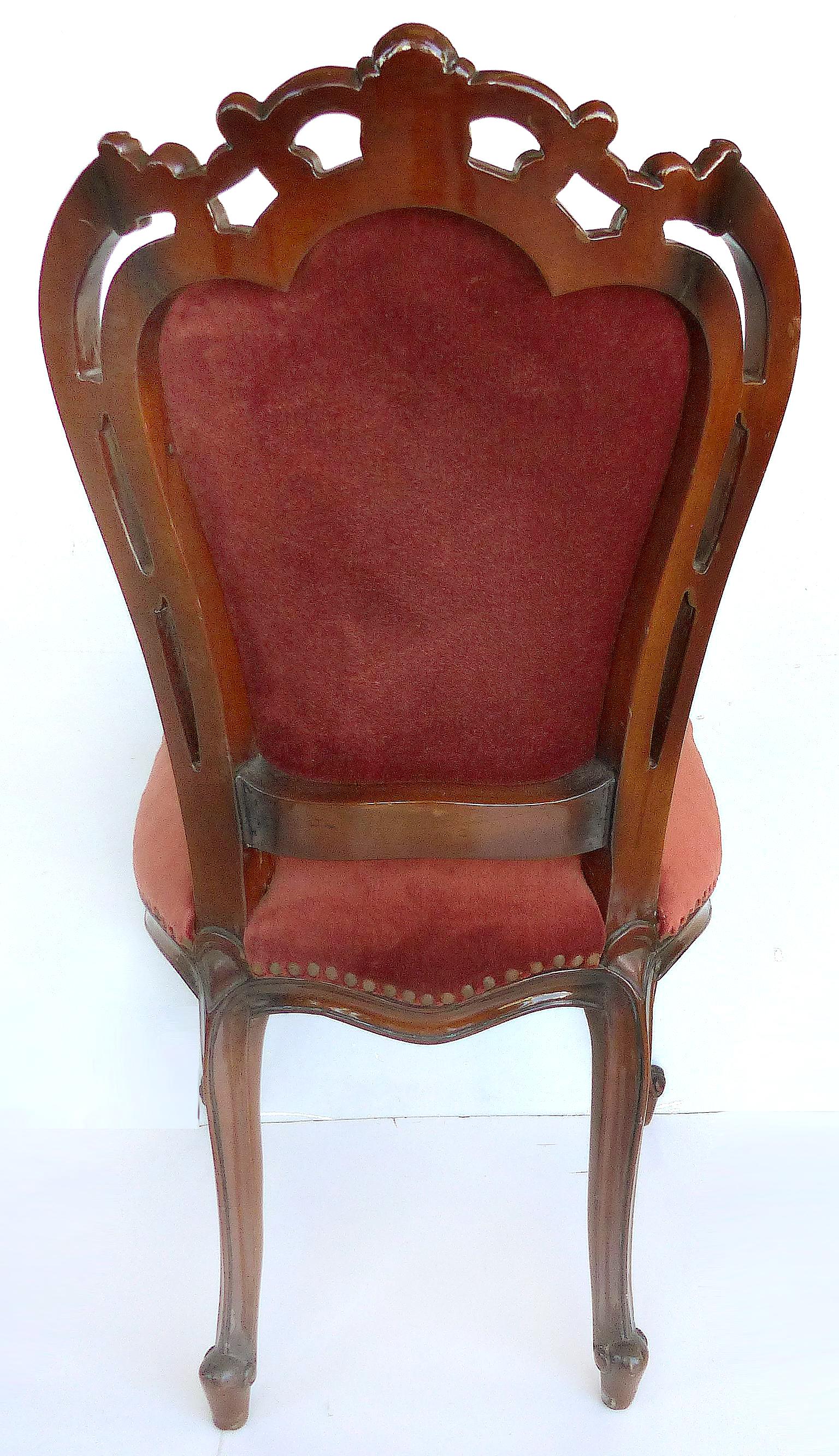 Louis XV Style Mahogany Dining Chairs with Carved Pierced Backs, Set of Six 1