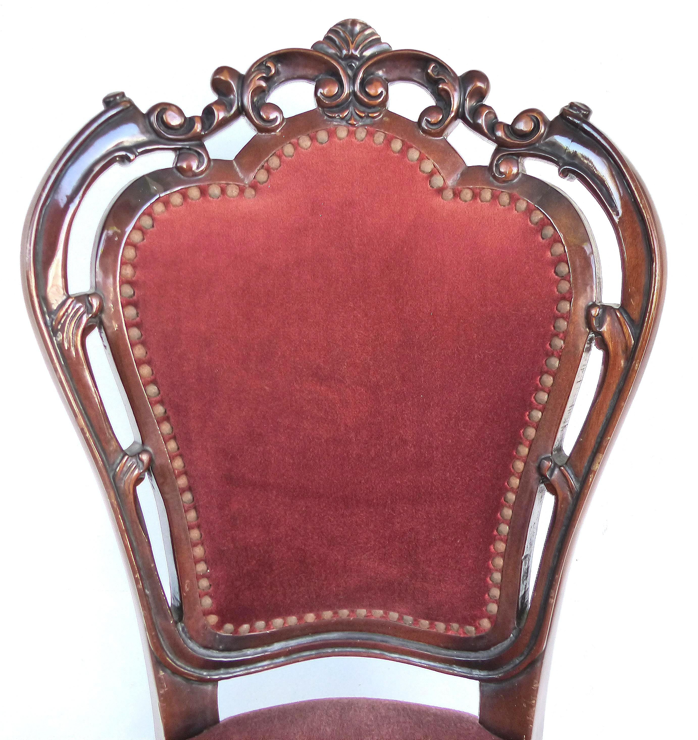 Louis XV Style Mahogany Dining Chairs with Carved Pierced Backs, Set of Six 2