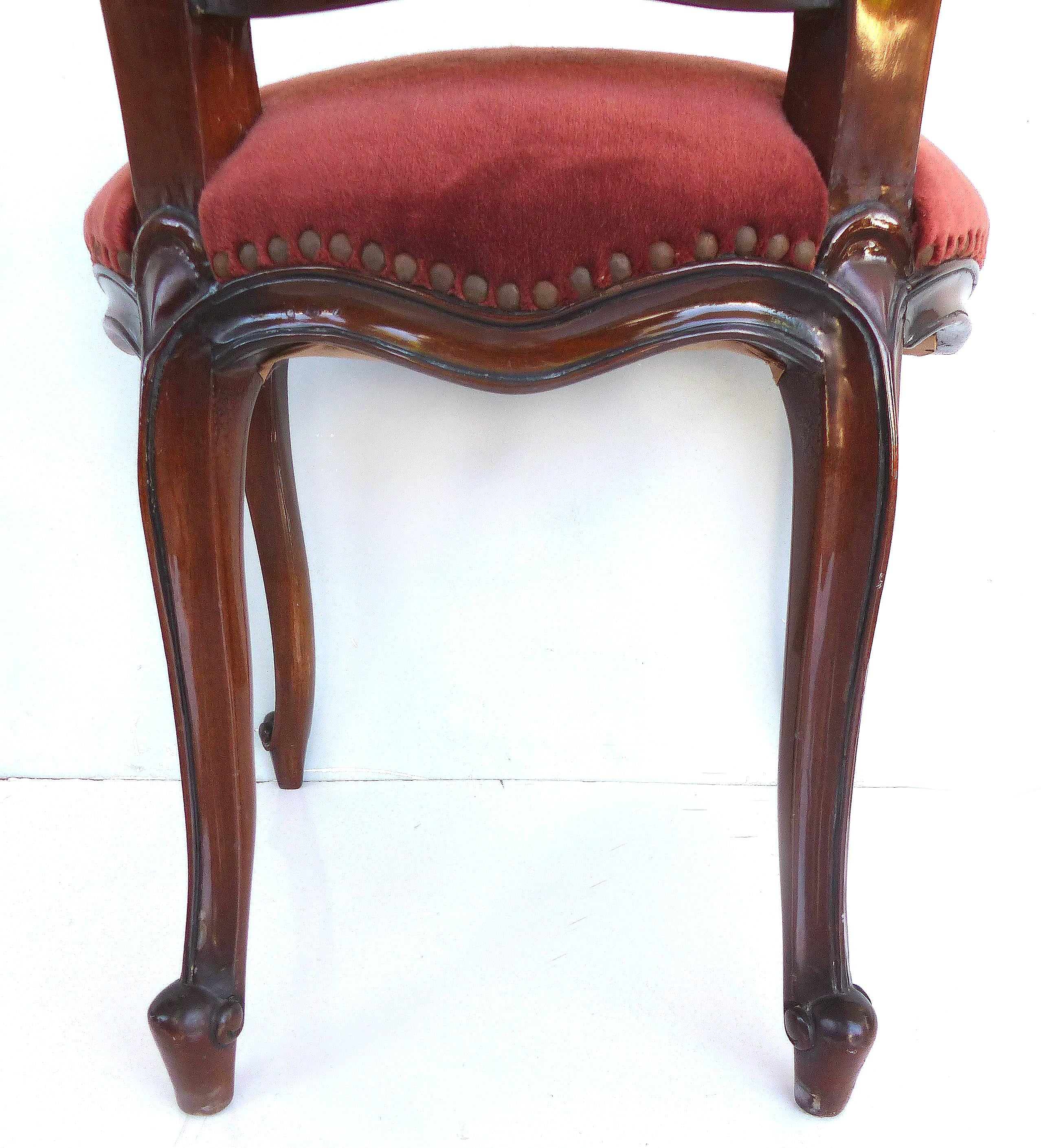 Louis XV Style Mahogany Dining Chairs with Carved Pierced Backs, Set of Six 4