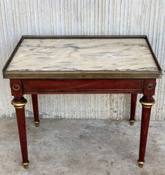 Louis XV Style Mahogany and Marble-Top Coffee Table with Bronze Mounts
