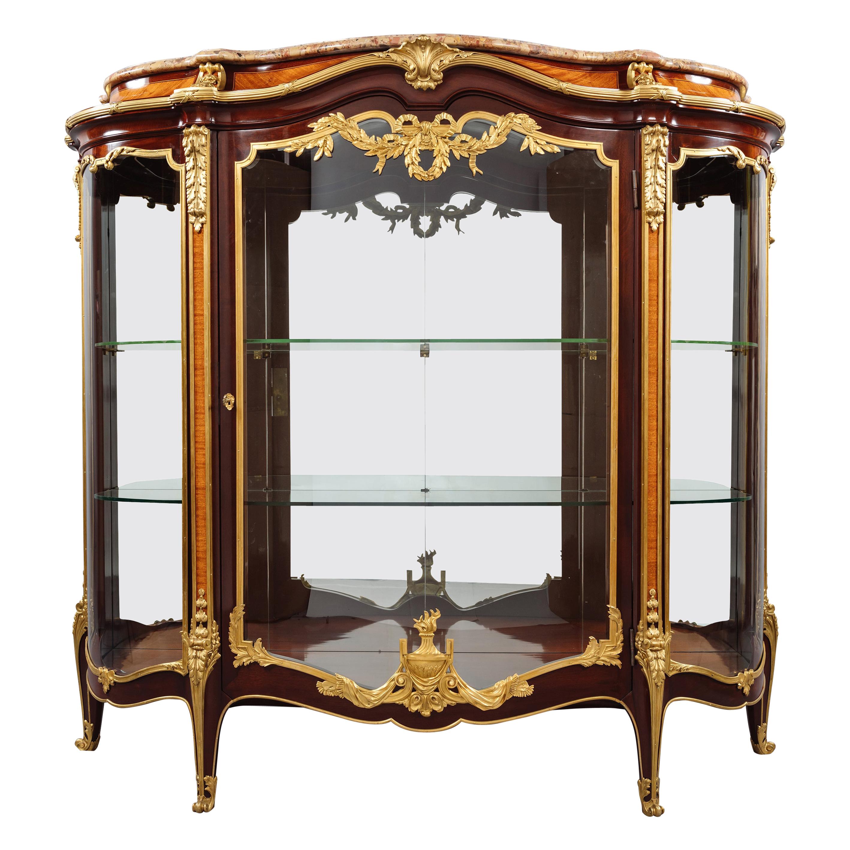 Louis XV Style Mahogany Vitrine by François Linke For Sale