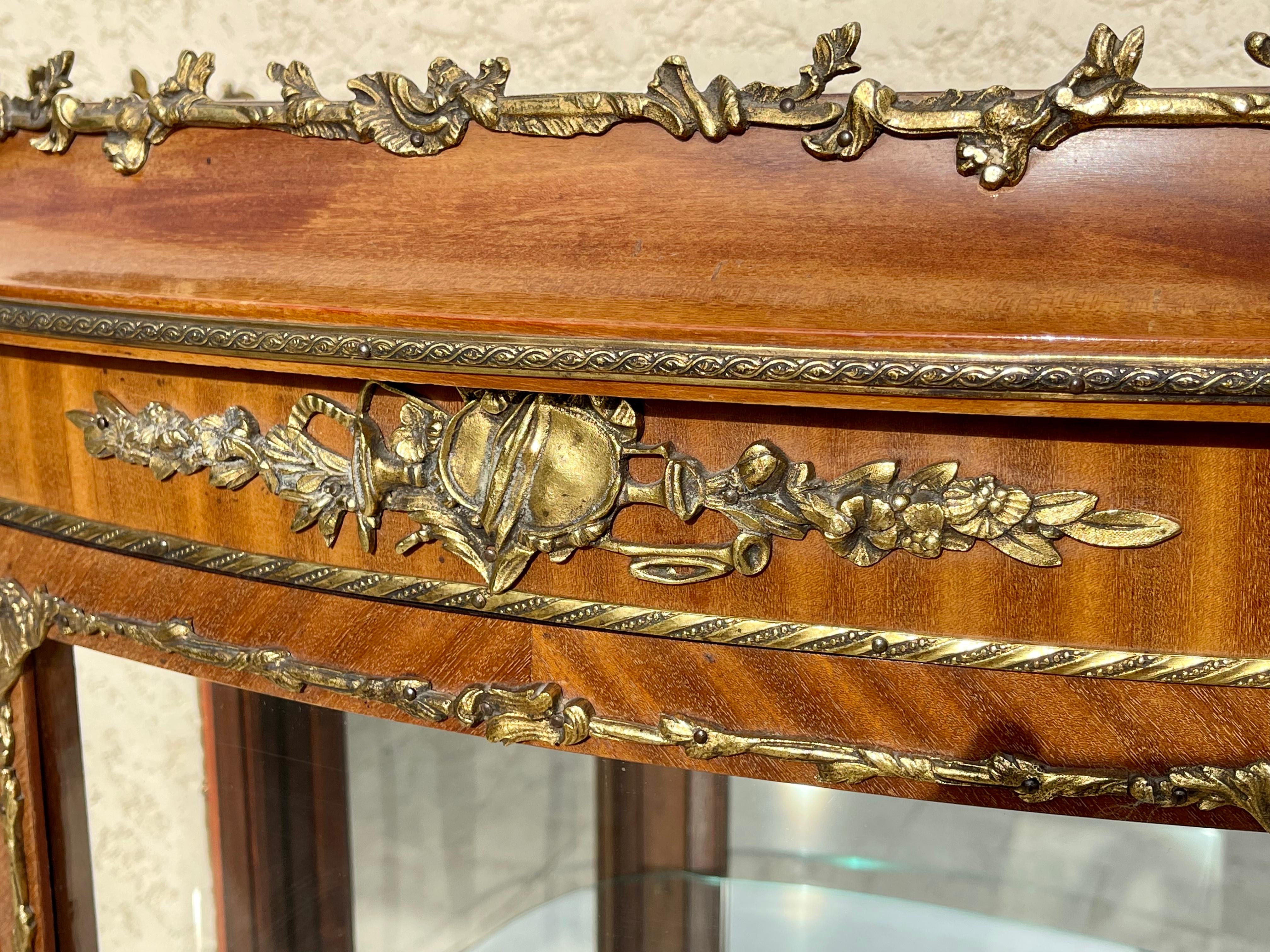 Louis XV Style Mahogany Vitrine circa 1920 In Good Condition For Sale In Beaune, FR